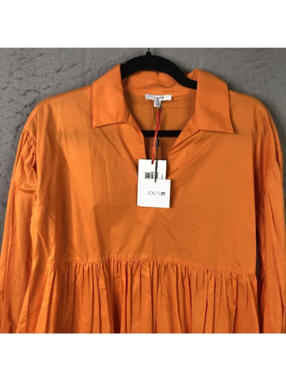 Joe's Jeans Tunic Blouse Womens XS Orange Poplin Empire Poet Peplum Top - Picture 15 of 16